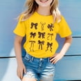 thumbnail image 2 of FINALGANG Girls Kids Casual Short Sleeve TShirts Leopard Print Bow Graphic Crewneck Loose Fit Tees For Summer Daily Wear Yellow 5-6 Years, 2 of 4