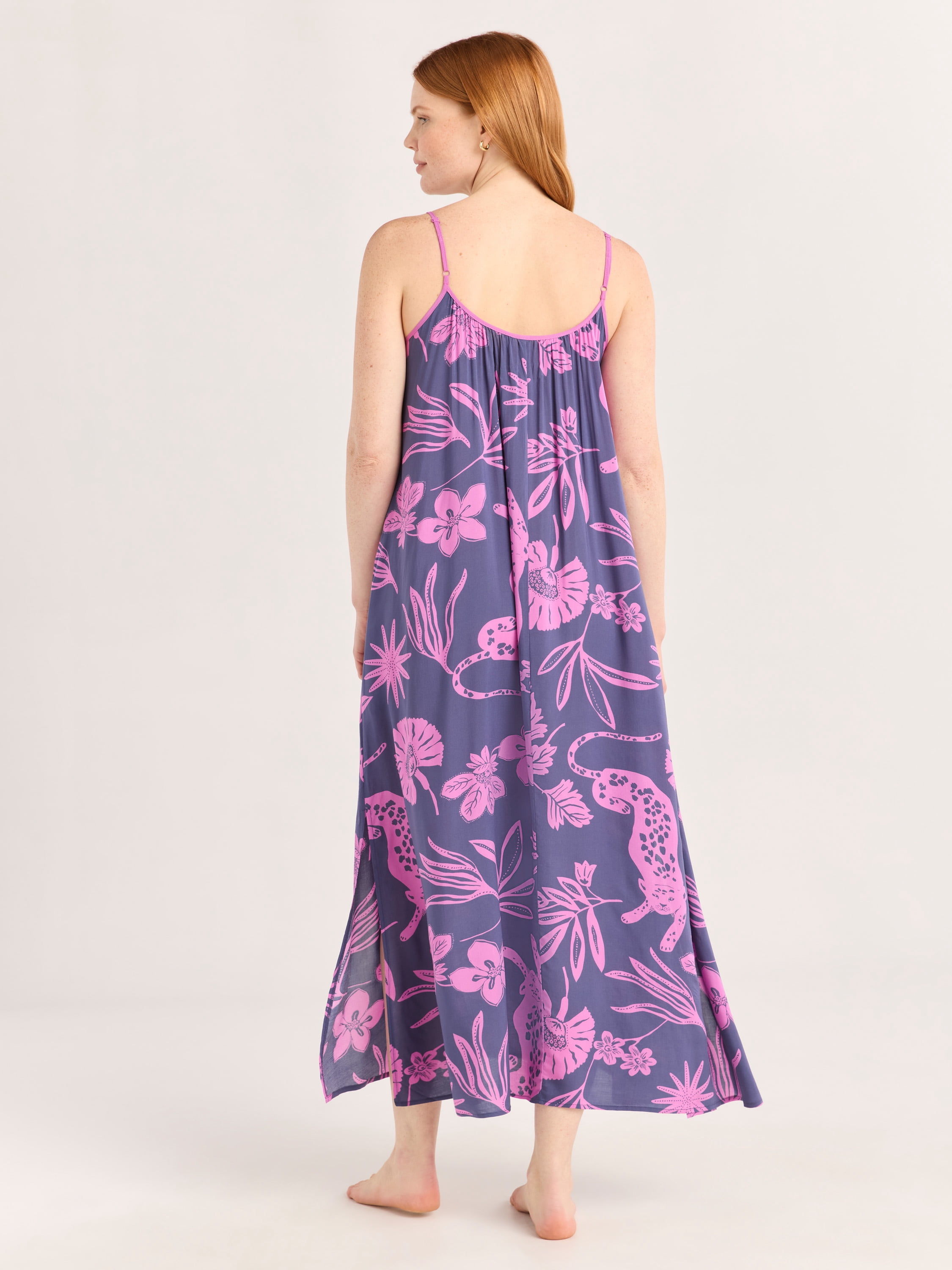 Joyspun Women’s Sleepwear Woven Strappy Maxi Nightgown, Sizes S-4X