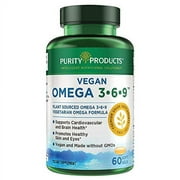 Omega 3-6-9 Vegan and Vegetarian Omega Formula - 5 in 1 Essential Fatty Acid Complex - Scientifically Formulated Plant-Based Omega 3 6 9 Essential Fatty Acids (EFA) - from Purity Products