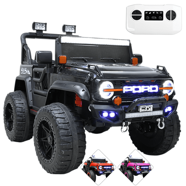 Montable Electrico Camioneta 4x4 para Niños Bluetooth Luces Led Control Remoto Batería 12v - Negro