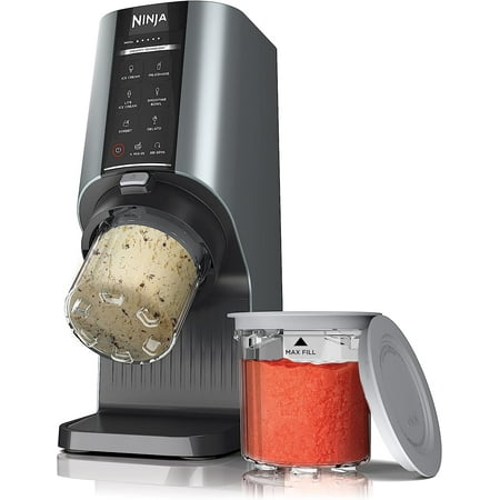 Ninja NC201 CREAMi Breeze 7-in-1 Ice Cream & Frozen Treat Maker for Ice Cream, Milkshakes, Smoothie Bowl, Gelato, Sorbet & More, with (2) Pint Containers & Lids, Perfect for Kids, Silver Mist