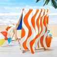 thumbnail image 3 of Mocaletto 100% Cotton Beach Towel with Towel Band(4 Pack),Oversized 35"x70" Orange Beach Towels for Adults, Soft&Absorbent Large Cotton Towels,Quick Dry Cabana Stripes Pool,Swimming,Travel Towels, 3 of 7