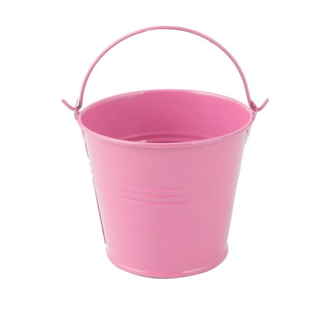 Christmas Platters Sale Household Metal Bucket Shaped Plant Planter Holder Flower Pot Decoration Pink for Christmas ()