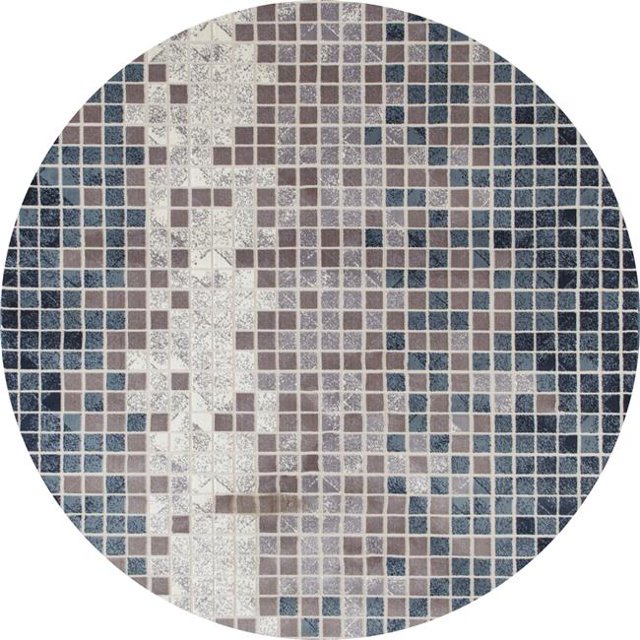 841864116915 Tapis d'Art 5 Pi. Collection Titanium Mosaïque Tapis Rond Tissé, Aqua