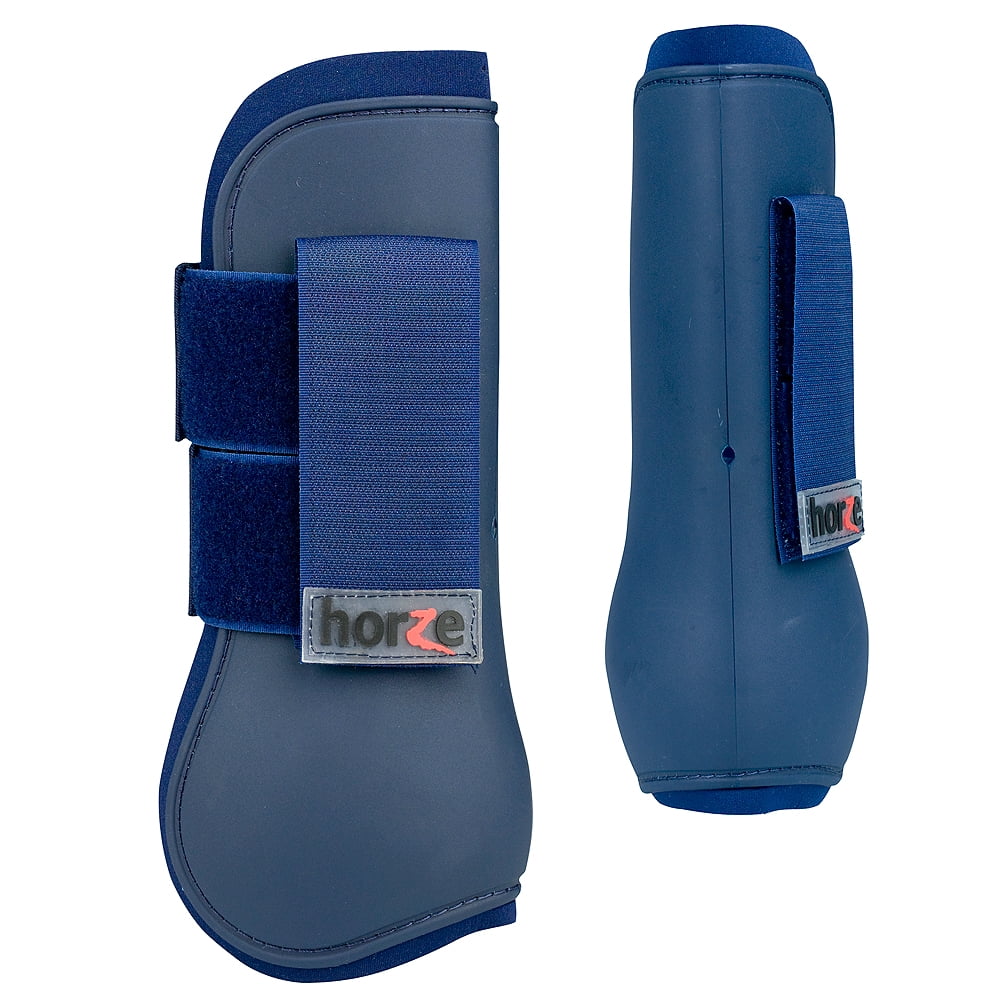 FULL HORZE SPRIT TENDON PLASTIC NEOPRENE HORSE LEG BOOTS PAIR DARK BLUE