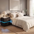 thumbnail image 6 of Giantex LED Nightstand w/Charging Station, Modern Bedside Table for Home, Black, 6 of 8