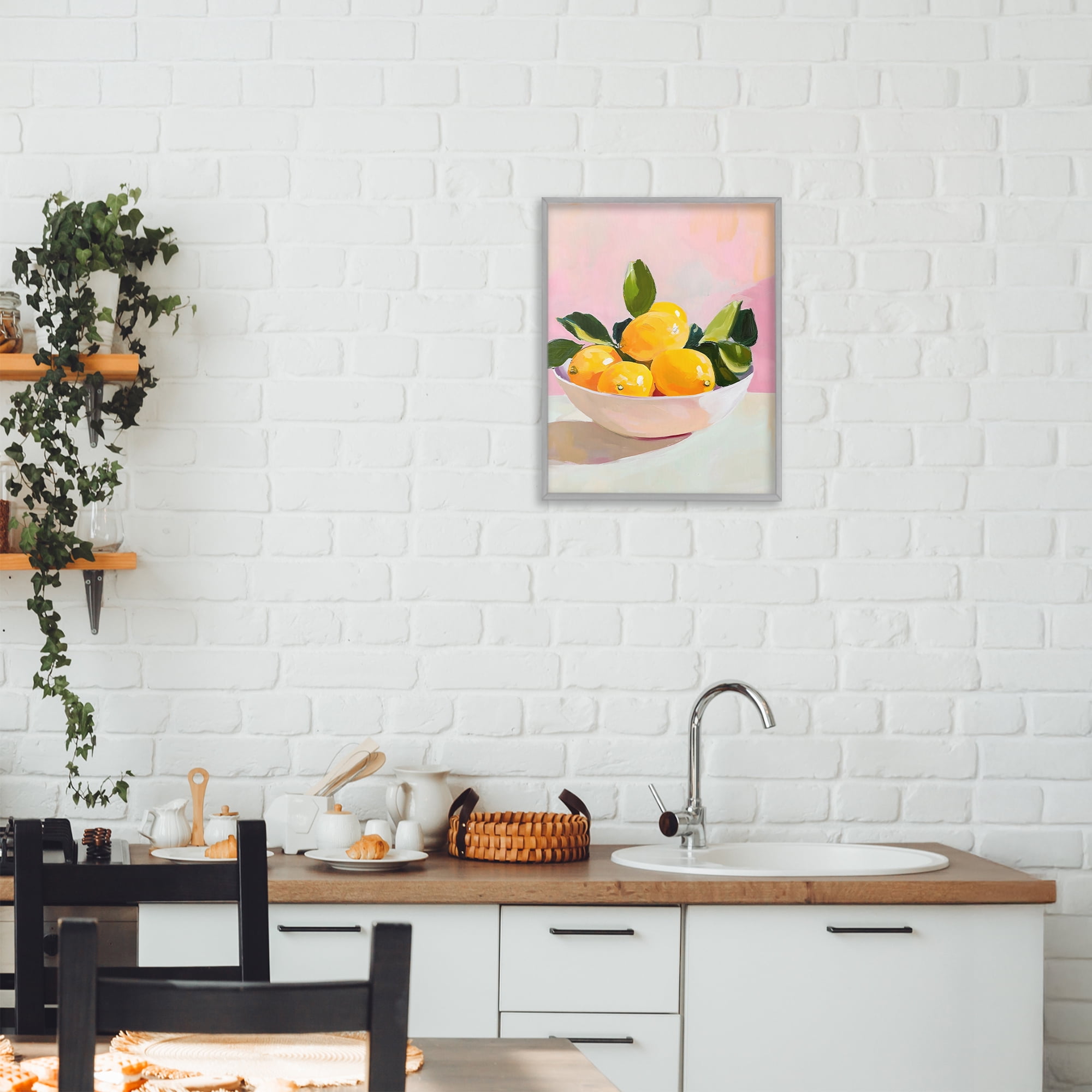 Stupell Industries Bowl of Lemons in Sunlight Gray Framed Giclee Art, design by The Prints Vibe