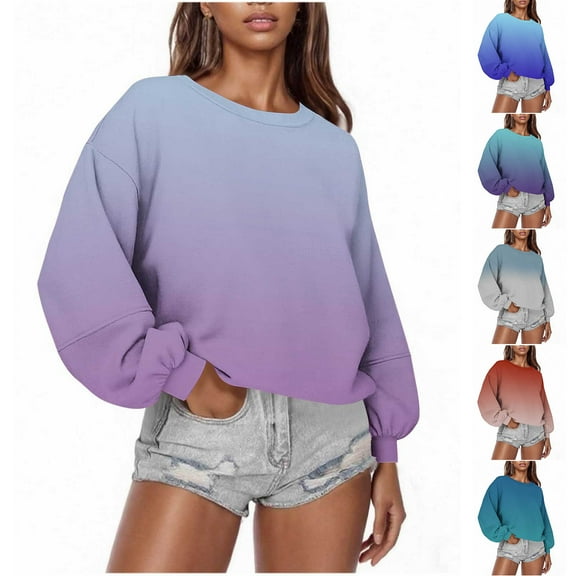 Ashirexll Crewneck Sweatshirts Oversized Sweatshirt Winter Tops Womens Long Sleeve Tops Casual Printed Hoodless Blouse Loose Fitting Long Sleeve Pullover