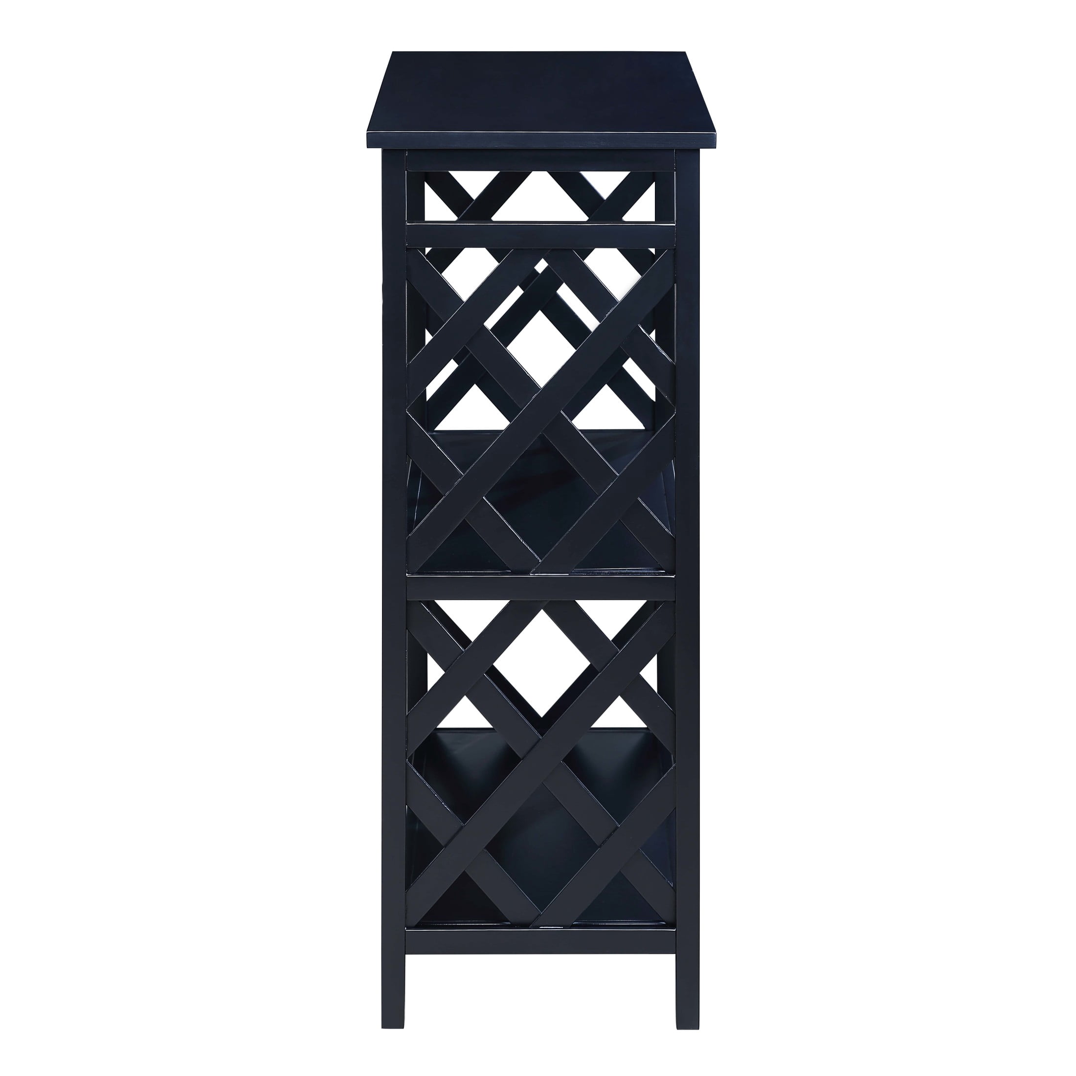 Noble House 32" Console Table, Solid Wood Legs with 3-Tier MDF Open Storage Shelves, Entryway Bookshelf, Black