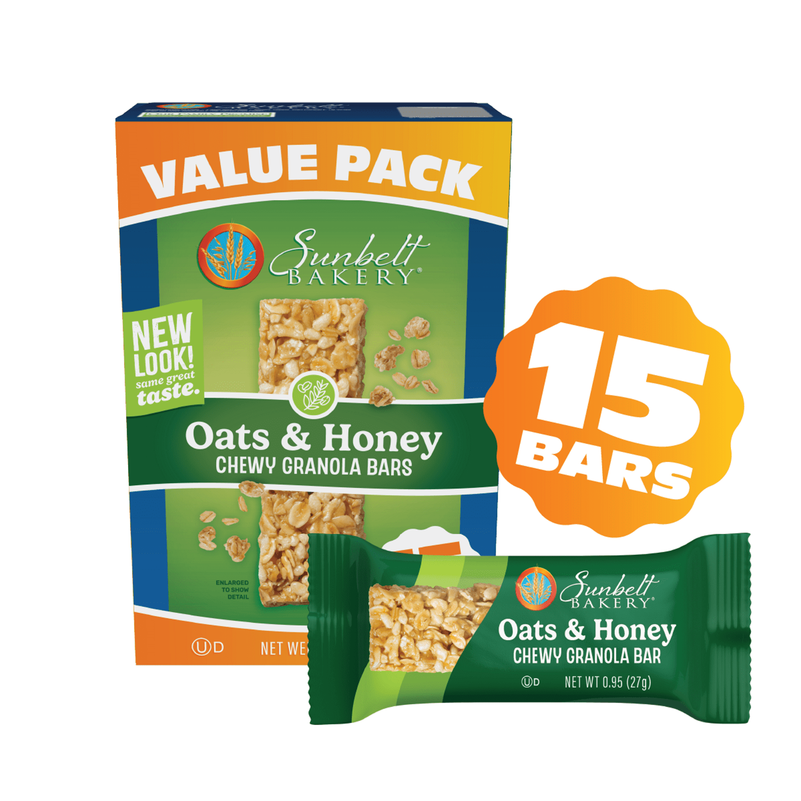Sunbelt Bakery Chewy Granola Bars, Oats & Honey, 15 Ct
