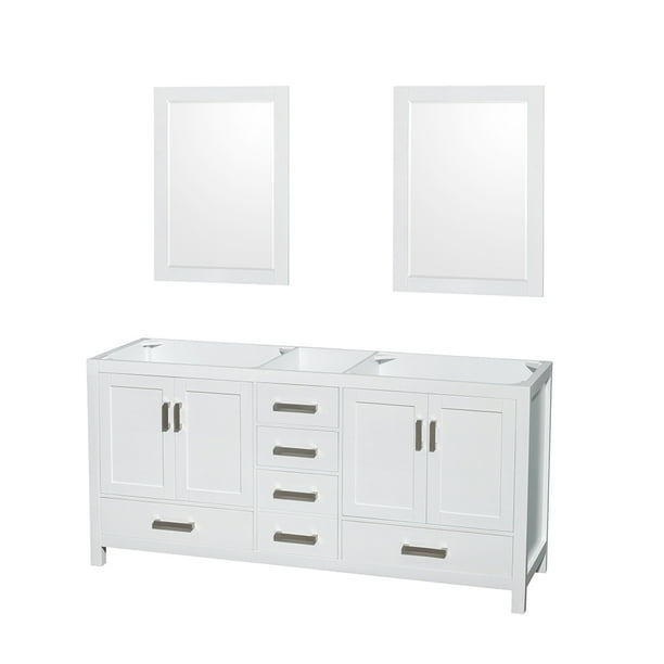 Wyndham Collection Sheffield 72" Double Bathroom Vanity, White, No