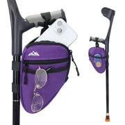 SupreGear Forearm Crutch Bag, Lightweight Elbow Pouch with Cup Holder & Zipper Pocket, Purple