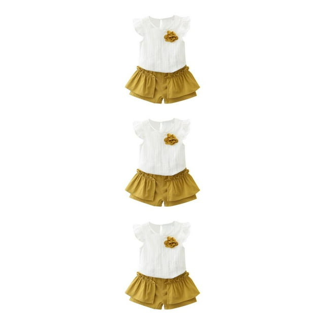 Qarigey Conjunto de 2 piezas de algodón para niña, conjunto corto, fotografía, sesión de fotos, chaleco para banquete, pantalones, Kit, Type1 NO1