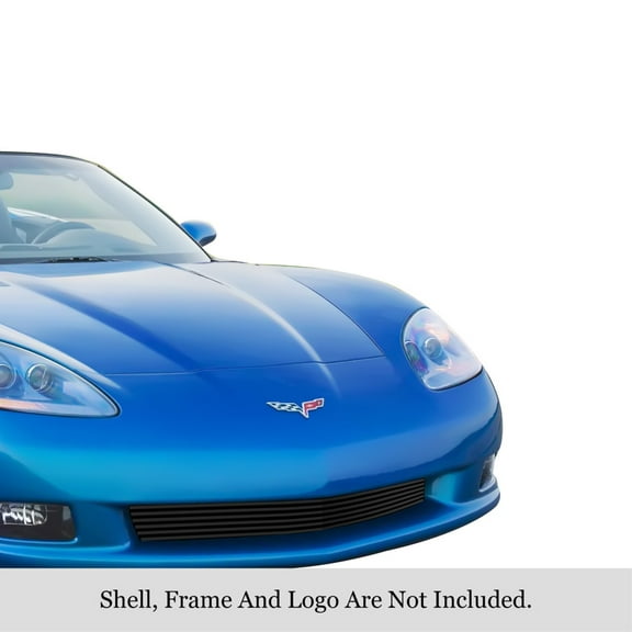 2006-2010 Chevy Corvette C6 Stainless Steel Black Powder Coated Finish 8X6 Horizontal Billet Black Stainless Steel Billet Grille