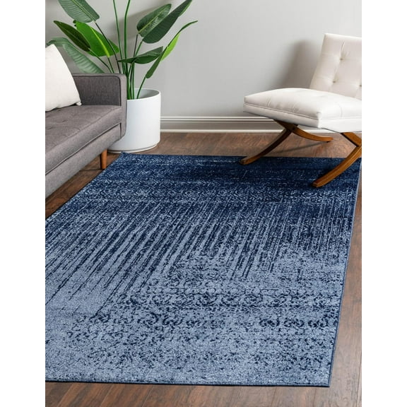 Unique Loom Del Mar Collection Area Rug - Jennifer (10' x 13' Rectangle Blue/Navy Blue)