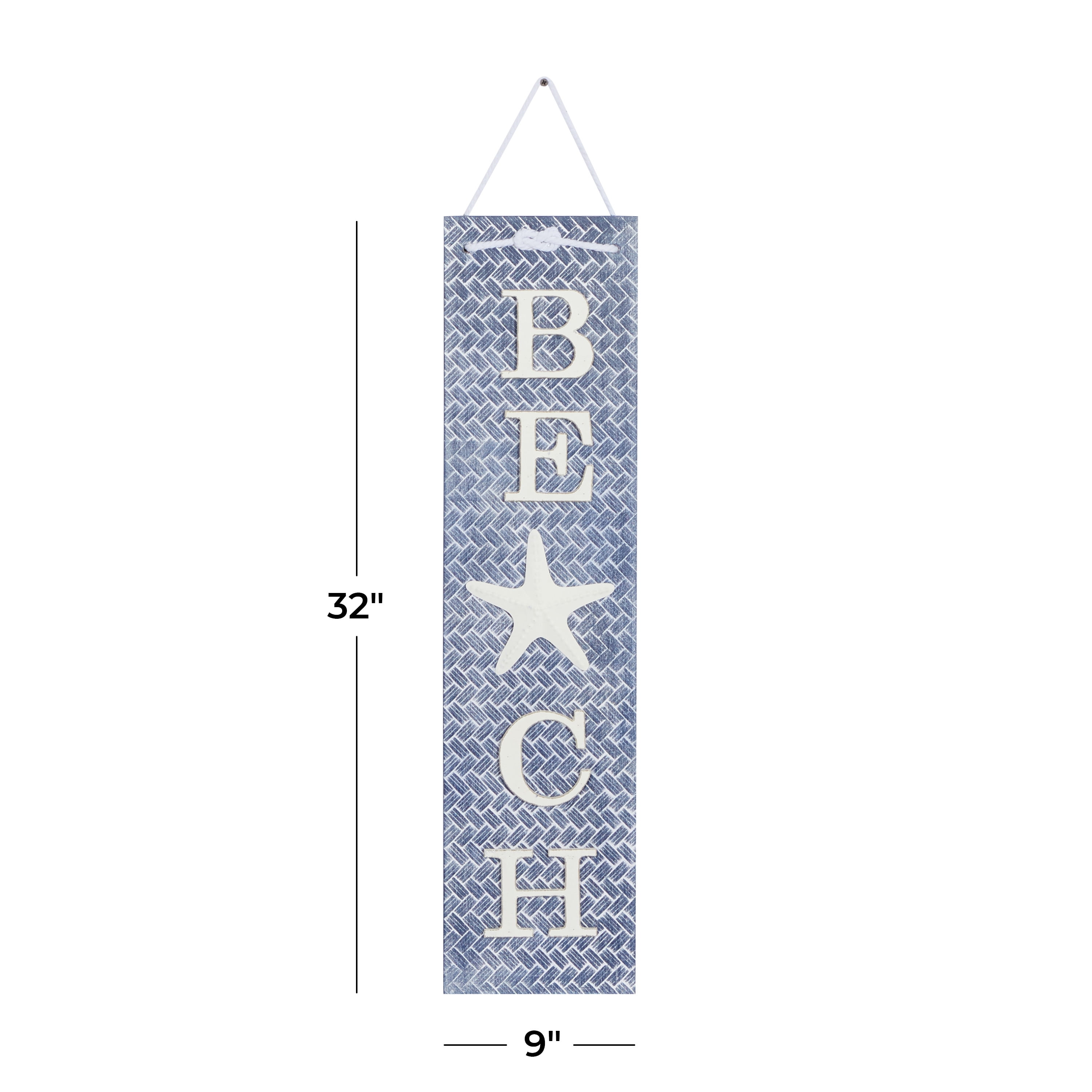 DecMode Blue Wood Beach Sign Wall Decor