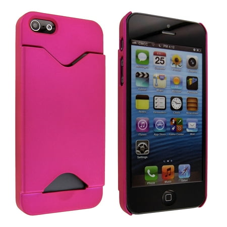 Hot Pink Back Cover Case with Credit Card Holder for iPhone 5 / (Best Iphone 5s Case With Card Holder)