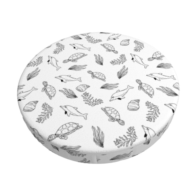 Disketp Sea Turtle Funda Redonda para Taburete, Funda de Cojín para Silla de Bar Suave y Elástica-12 inch