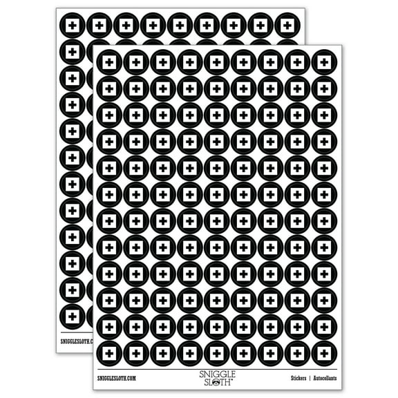 Switzerland Flag Round Sticker Set - Black - Gloss Finish - 0.50" Size