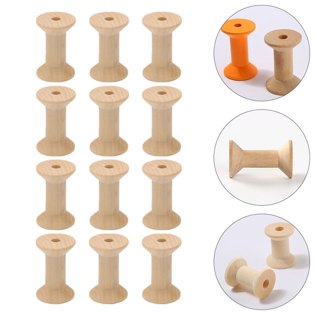 STRANDCHIC 50Pack Unfinished Wood Spool Cylindrical For Diy Craft And Handicrafts