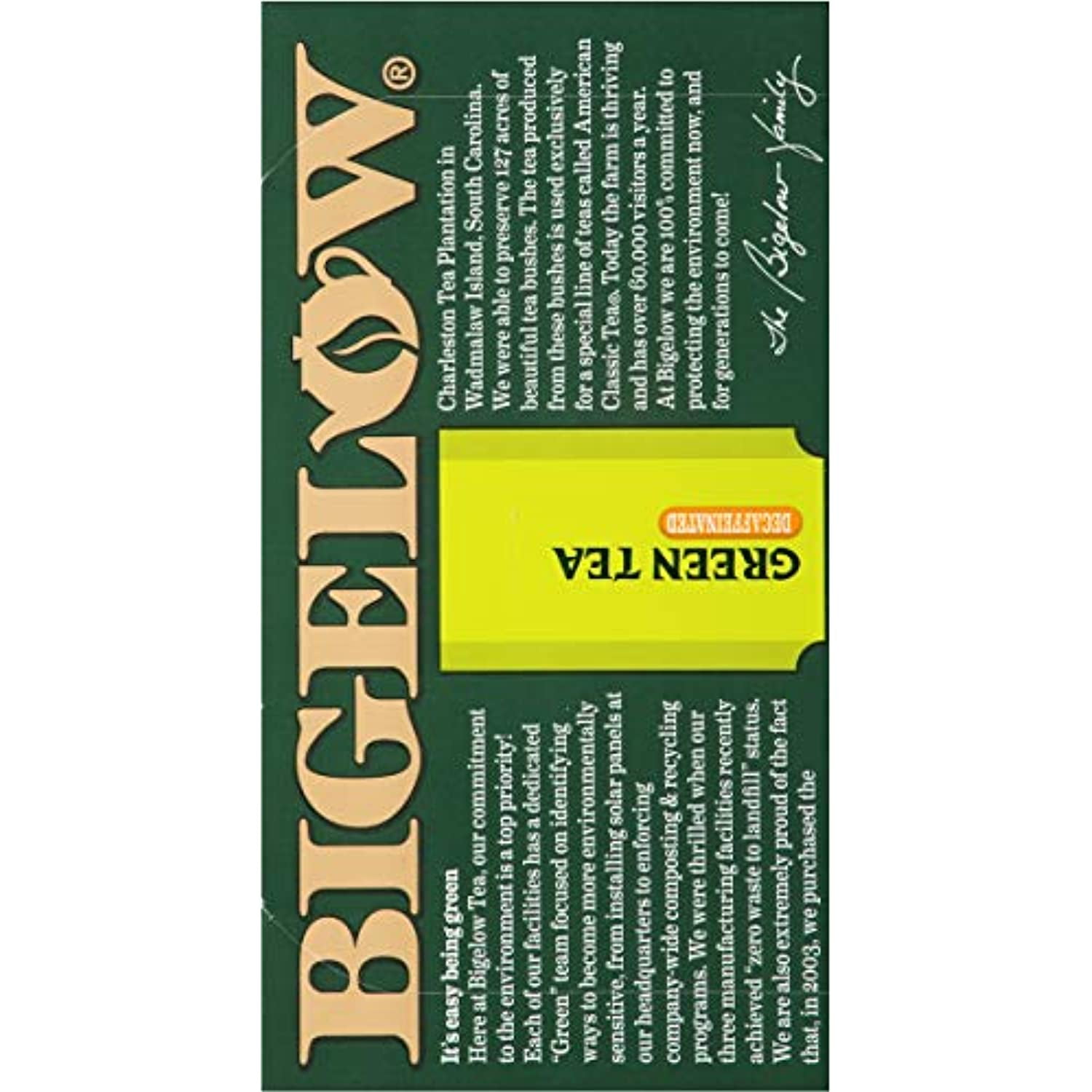 Pack of 6, Bigelow Classic Decaffeinated Green Tea, 0.91 oz