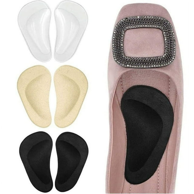 Arch Support Shoe Insoles for Flat Feet, Gel Arch Inserts for Plantar Fasciitis, Adhesive Arch Pad for Relieve Pressure and Feet Pain- 3 Pairs (Clear, 3 Count (Pack of 1))Large size