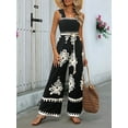 thumbnail image 2 of Womens Jumpsuit Casual Boho Summer Outfits Shirred Strap Wide Leg Long Pants Rompers with Pockets Black S, 2 of 4