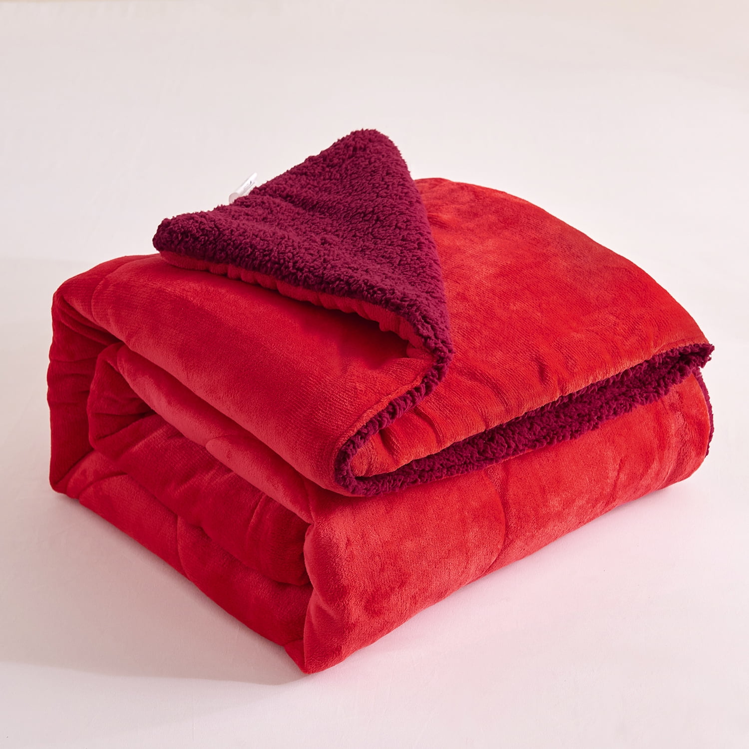 NC Red Polyester Reversible Bed Blankets, Twin, (2 Pieces
