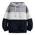 thumbnail image 2 of Lohuatrd Men Fall Winter Hoodie Drawstring Applique Colorblock Knitted Elastic Cuff Hooded Thick Warm Loose Soft Warm Casual Men Top, 2 of 7