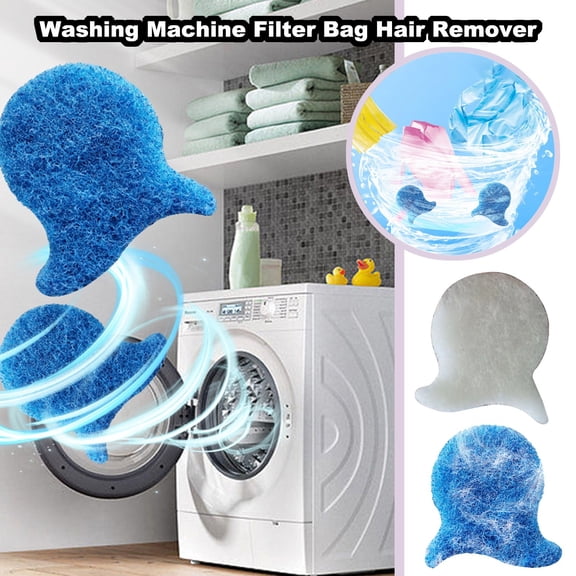 Reusable Floating Lint Mesh Bag for Washing Machine Hair Catcher and Pet Fur Remover for Clothing Cleaning Blue