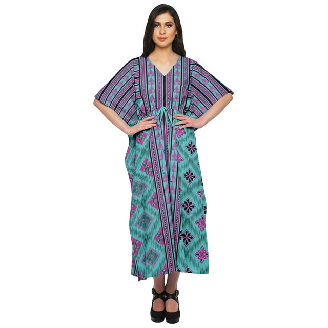 Moomaya Caftan pour Femmes Grande Taille Tenue d'Été Sortie de Plage Kimono Robe Caftan