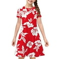 thumbnail image 5 of Fatuov Big Girls Summer Dresses Lightweight Dress for Outdoor Crew Neck Short Sleeve Floral Printed Pleated Flowy Casual Dress 4-14 Years, 5 of 5
