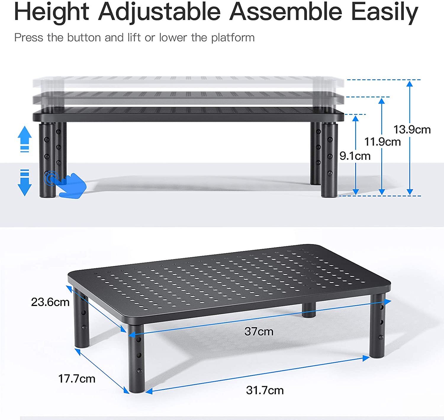 MountFTV 2-Pack Monitor Stand Riser, Adjustable Height photo 2