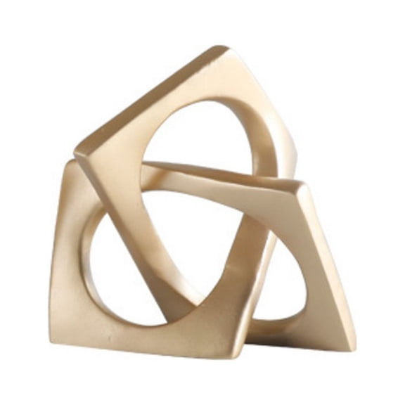 Abstract Geometric Distortion Ornament Craft Desk Decoration Golden Square Collar Artwork Statue Room Aesthetics Decor B