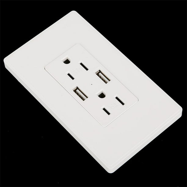 Dual USB Wall Outlet Charger - 4 AC Sockets & 2 USB Ports, 15A, Child-Safe, US Standard 5 thumbnail image