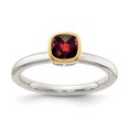thumbnail image 2 of Auriga Fine Jewelry 925 Sterling Silver Rhodium-plated with 14K Accent Cushion-cut Garnet Ring for Women Size 8, 2 of 6