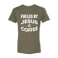 thumbnail image 2 of Fueled by Jesus and Coffee Funny Christian | Mens Inspirational/Christian Premium Tri Blend T-Shirt, Military Green, Large, 2 of 3