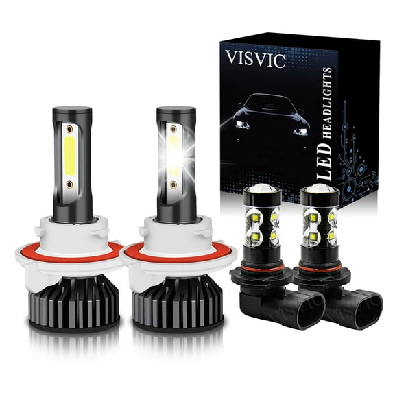 For Ford F-150 (2004-2014) LED Headlight Bulbs, H13/9008 High Low Beam Bulbs + 9145 LED Fog Light Combo, 300% Brighter LED Headlight Conversion Kit, 6000K Cool White, Pack of 4, Headlight Bulbs