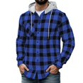 thumbnail image 2 of LYSMORA Mens Plaid Button Down Hooded Shirt Long Sleeve Chest Pocket Casual Outdoor Hoodie Shacket, 2 of 5