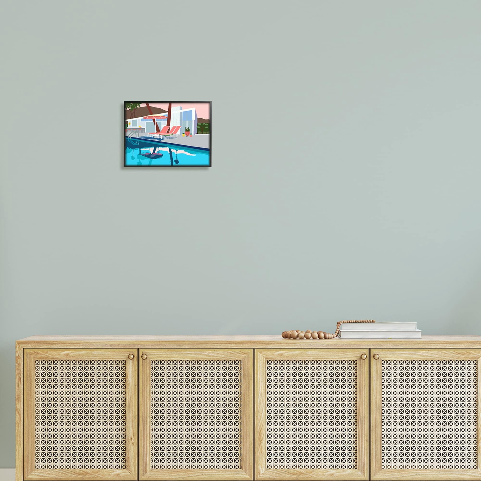 Stupell Industries Modern Tropical Vacation Home Poolside Lounge Chairs Framed Wall Art, 30 x 24, Design by Jen Bucheli