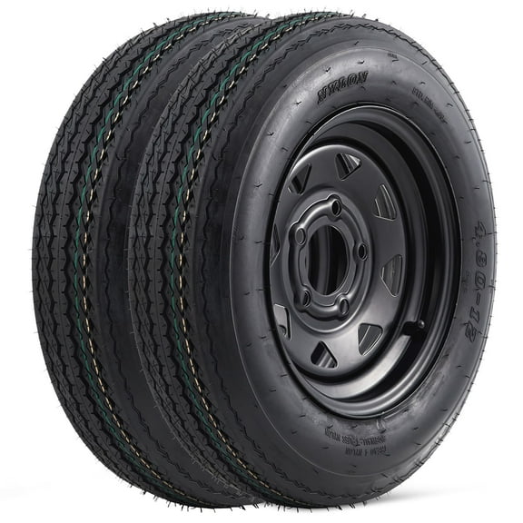 4.80-12 4.80x12 480-12 Trailer Tires with 12 in Rims, 2 Pack 4.80-12 Tire 5 Lug on 4.5 in, Load Range C 6PR, Muti Function Lawn Mower & Tractor Turf & Boat Tire, Black