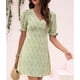 thumbnail image 1 of Vestido de manga corta,Vestido de mujer Vestido con cuello en V y lazo Vestido de verano Rendimiento probado, 1 of 6