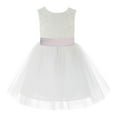 thumbnail image 2 of Ekidsbridal Girl Communion Flower Girl Dress - Knee Length Backless Ivory Lace Dress with Tiebow 206T-A (Size: S-10), 2 of 3
