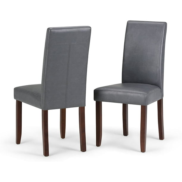 Simpli Home Acadian Contemporary Parson, Parson Faux Leather Dining Chairs