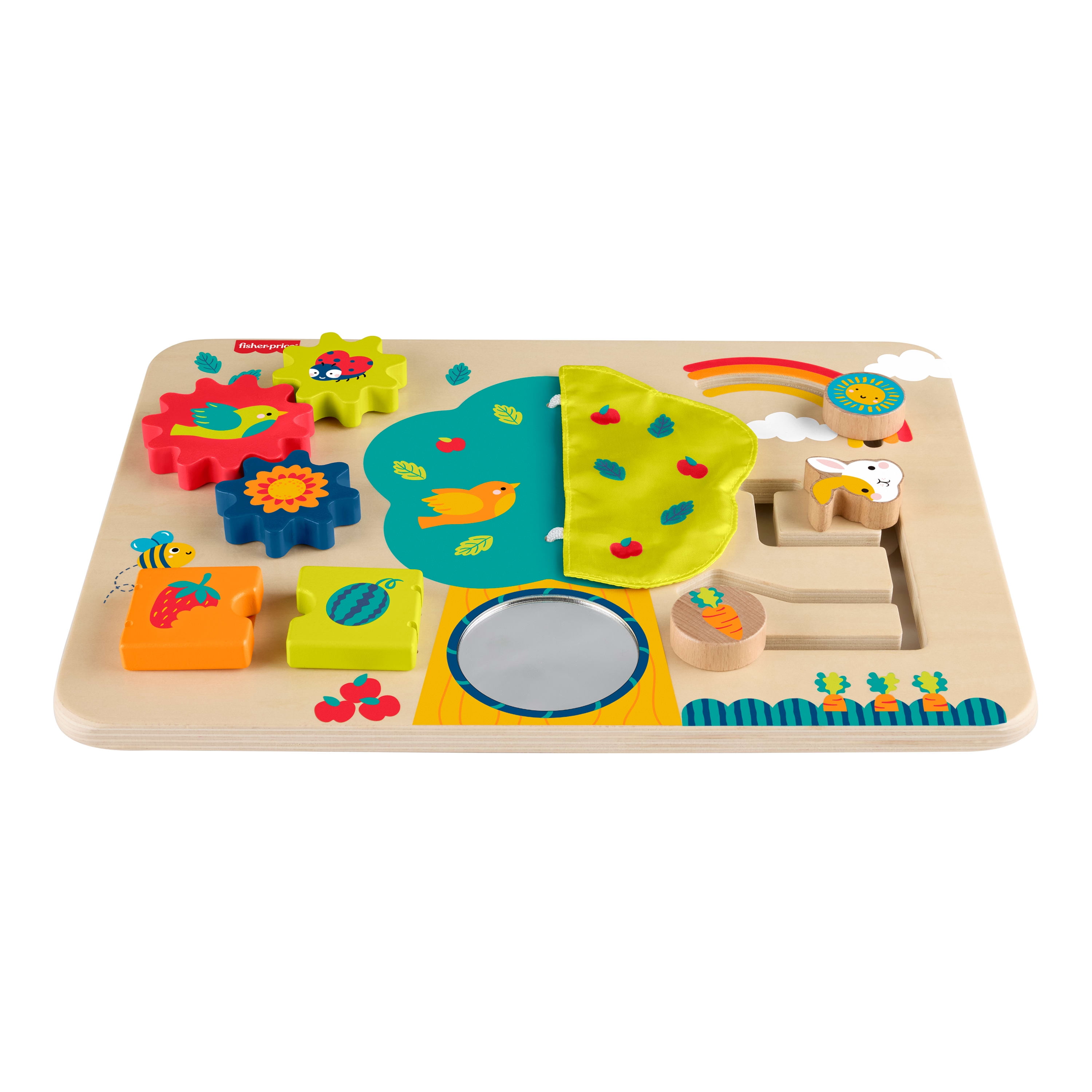 Fisher-Price Wooden Activity Station Baby Busy Board Toy for Developmental Play, 1 Wood Piece, FISHER PRICE WOOD ACTVITY STATION