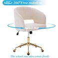 thumbnail image 6 of Home Office Chair Swivel Corduroy Fabric Desk Chair Accent Armchair Upholstered Modern Tufted Chairs with Gold Base for Girls Women Ergonomic Study Seat Computer Task Stools for Living Room(Beige), 6 of 19