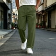 thumbnail image 2 of HomeDM Men's Lounge Pants Drawstring Waist with Pockets Casual Trousers Army Green Workout Hiking Work Joggers Size 2XL, 2 of 7