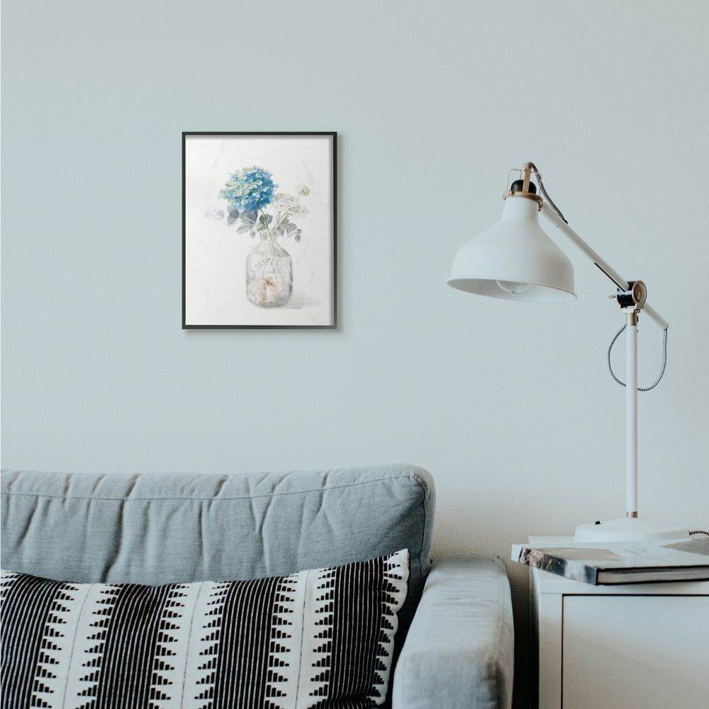 Stupell Industries Flower Jar Beach Still Life Blue Painting Framed Giclee Texturized Art by Danhui Nai