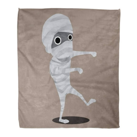 SIDONKU Flannel Throw Blanket Flat Halloween Cartoon Character Mummy Monster Ancient Bandage Costumes Soft for Bed Sofa and Couch 50x60