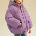 thumbnail image 4 of NAISIBABY Kids Girls Quilted Jacket, Thicken Warm Padded Jacket Zip Up Drawstring Hooded Winter Fashion Puffer Outwear Purple 12T, 4 of 4